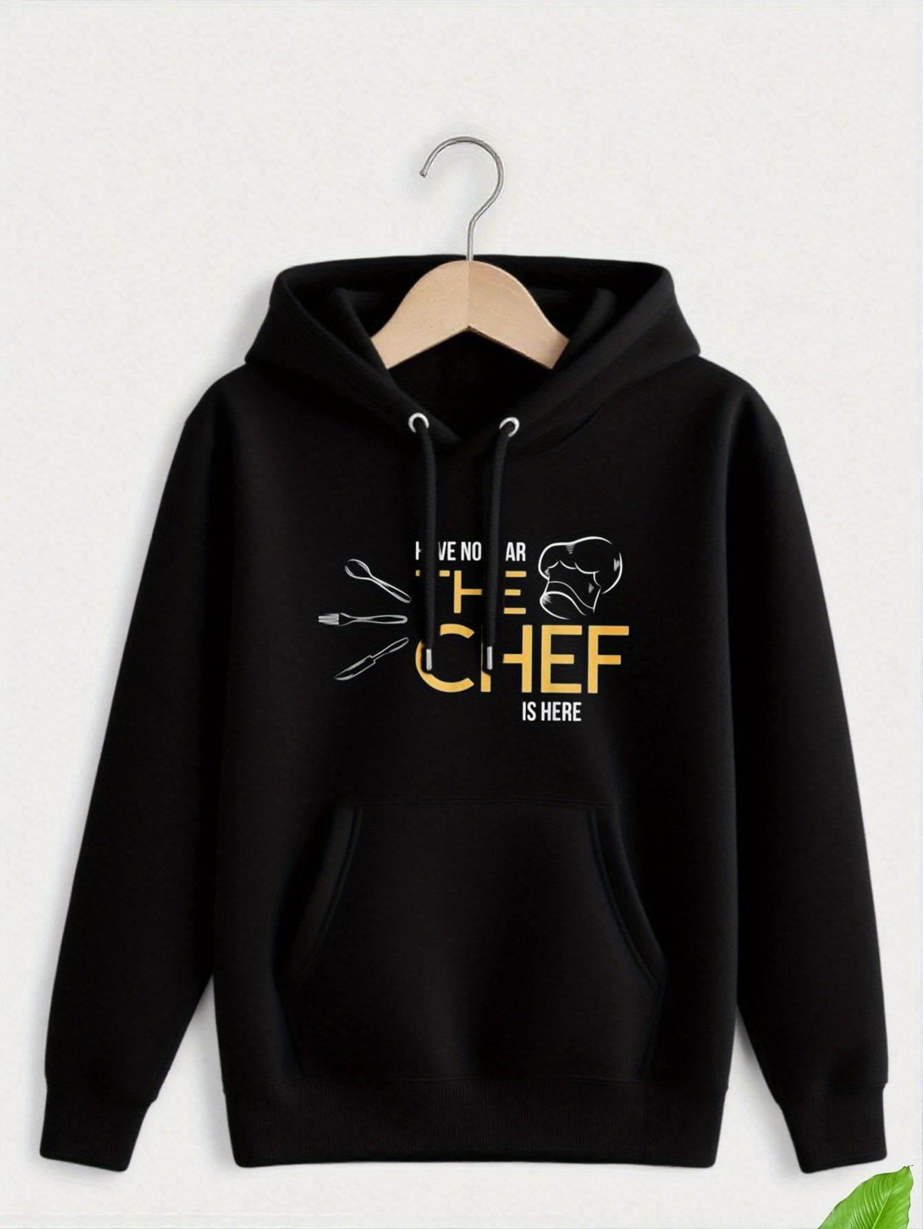 Tailorly Women's Printed Hoodie - Arrows And Artistic Line Drawing With Playful Text Chef