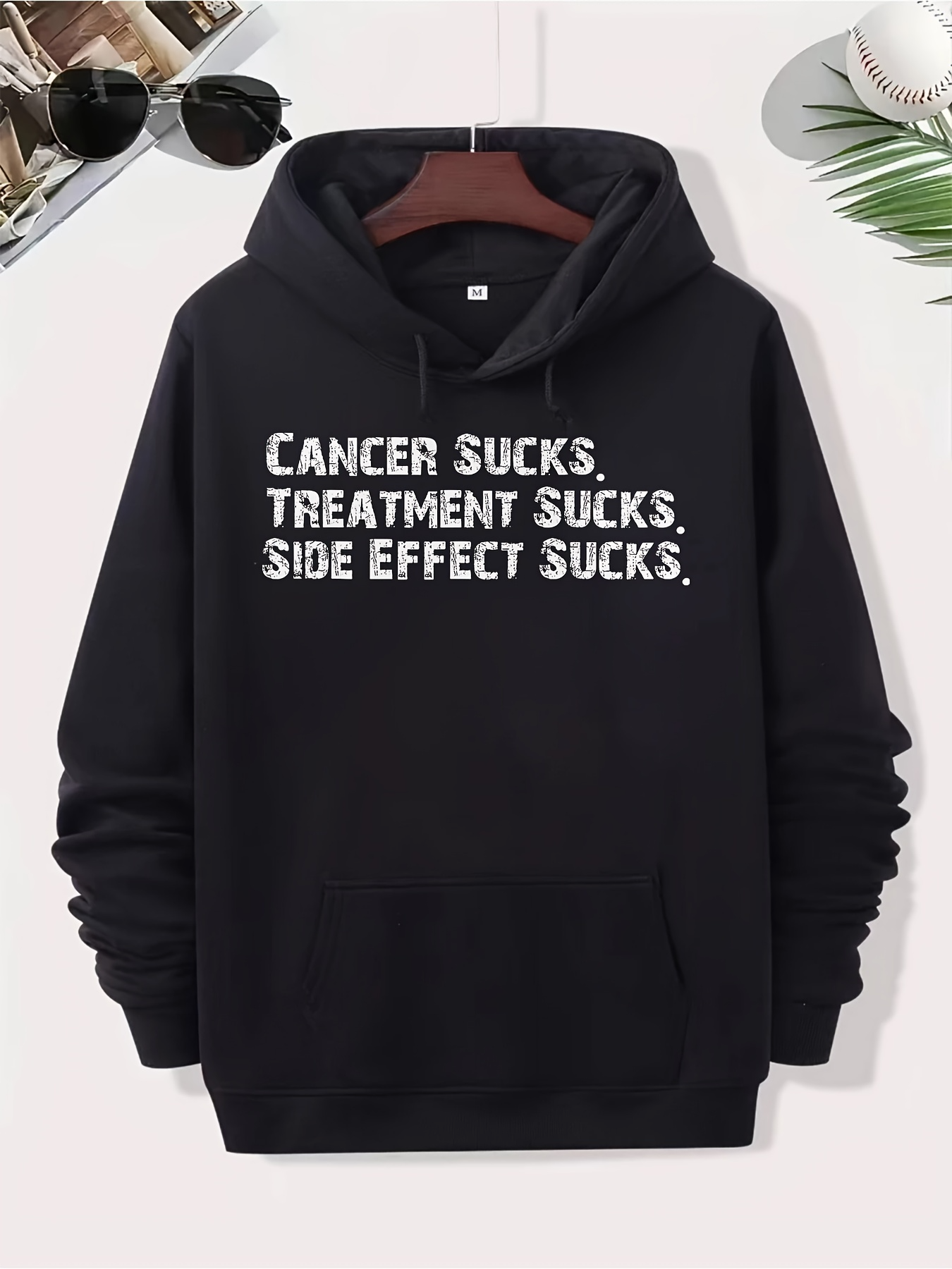 Tailorly Men's Printed Hoodie - Cancer Sucks Treatment Sucks Side Effect Sucks Bold Statement Hoodie