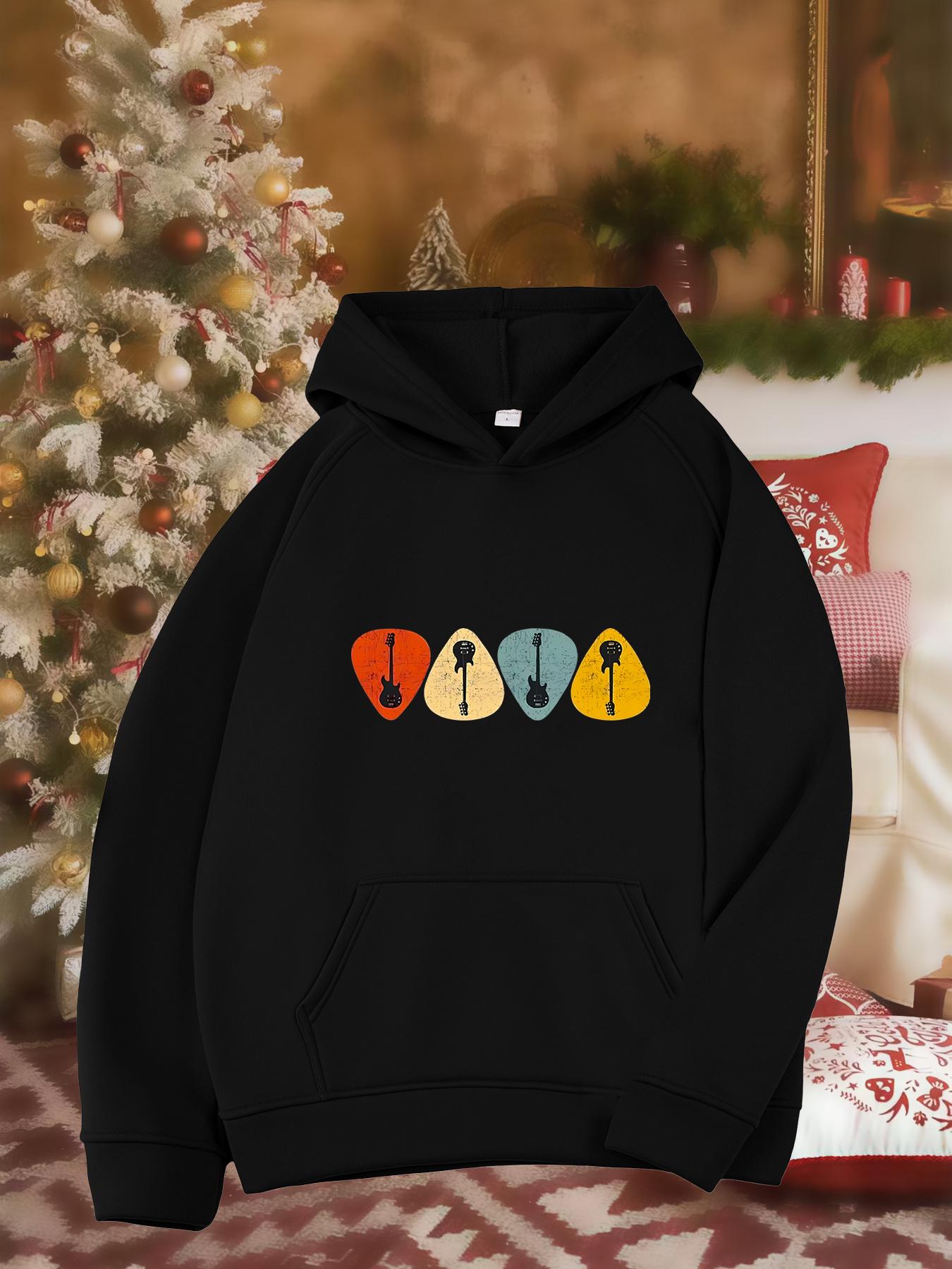 Tailorly Women's Printed Hoodie - Colorful Music Guitar Picks With Simple Minimalist Icons Guitar