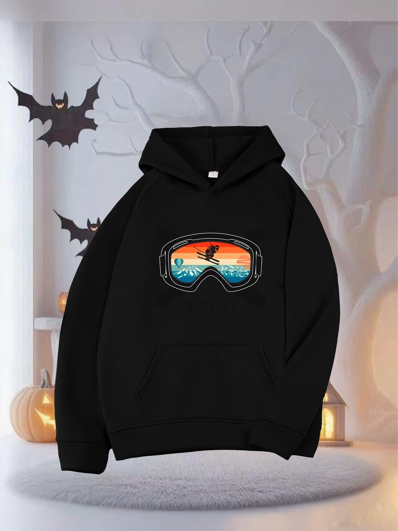 Tailorly Women's Printed Hoodie - Surfer Reflected At Sunset In Ocean Goggles