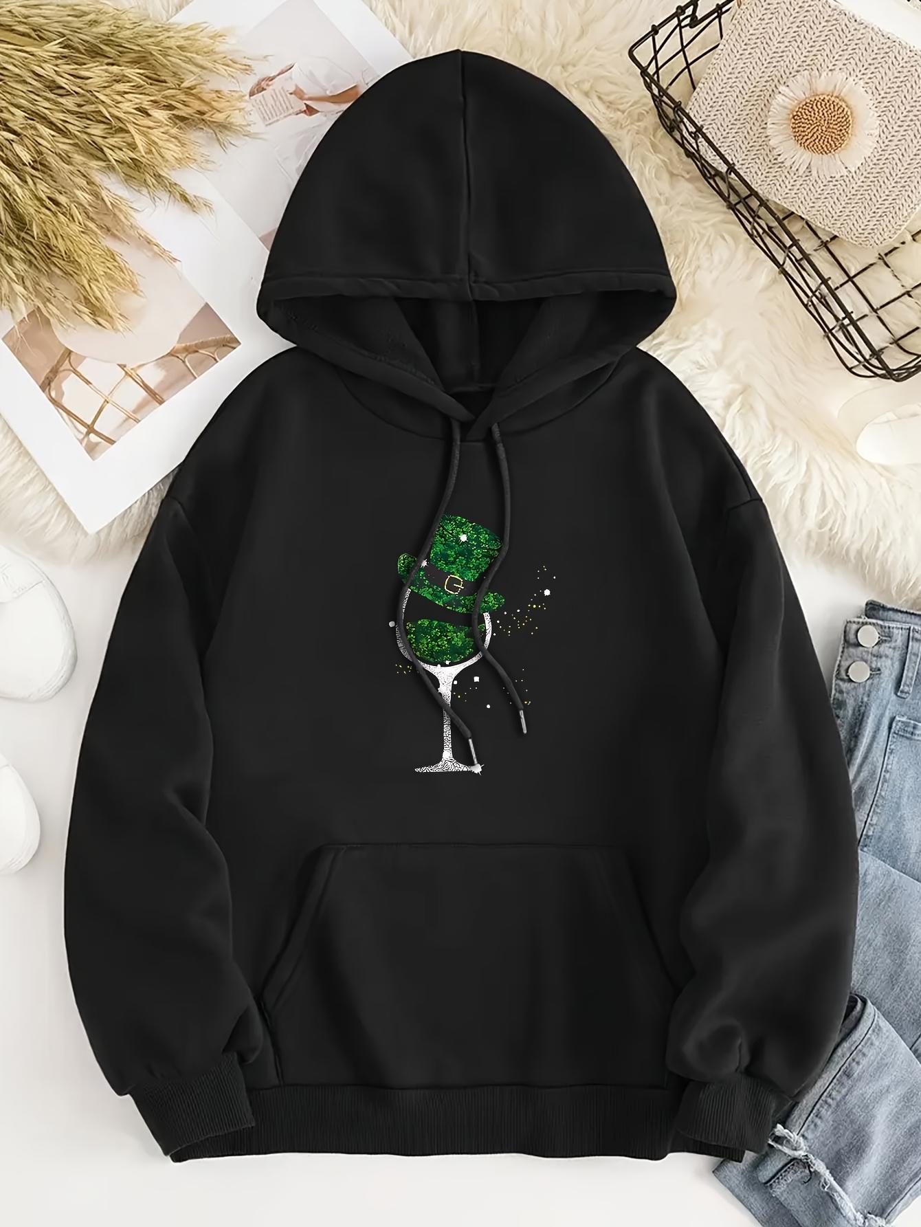 Tailorly Women's Printed Hoodie - Sparkling Cocktail Glass With Ice Cubes Splashing Drink