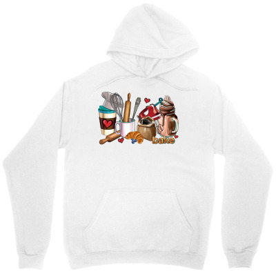 Tailorly Women's Printed Hoodie - Whimsical Baking Tools Coffee Pastries Among Cozy Warm Desserts Hoodie