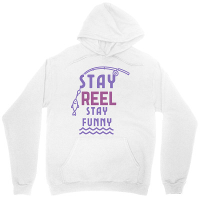 Tailorly Women's Printed Hoodie - Stay Reel Stay Funny With Wavy Lines And Fishing Rod Hoodie