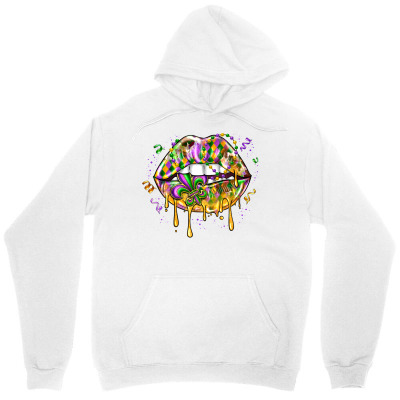 Tailorly Women's Printed Hoodie - Rainbow Paint Splatter With Musical Notes And Dripping Colorful Lips
