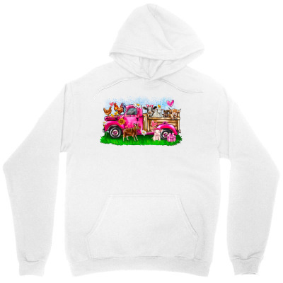 Tailorly Women's Printed Hoodie - Playful In Fields With Pink Scooter Surrounded By Cows Flowers