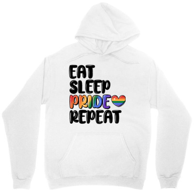 Tailorly Women's Printed Hoodie - Eat Sleep Pride Repeat With Rainbow Colored Heart Graphics Pride
