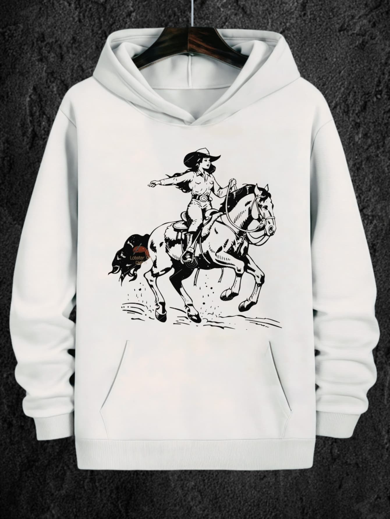 Tailorly Men's Printed Hoodie - Rider Galloping On A Powerful Horse With Flowing Mane