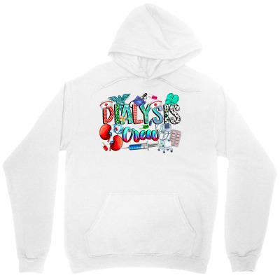 Tailorly Women's Printed Hoodie - Dialysis Crew Surrounded By Medical Icons Colorful Hearts Stethoscope And Blood Drops Hoodie