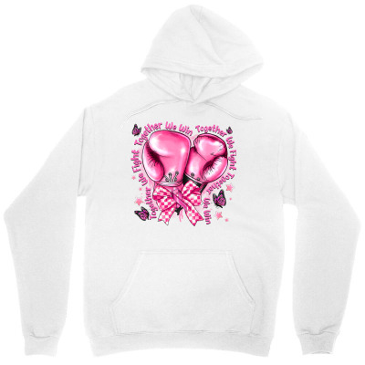 Tailorly Women's Printed Hoodie - Pink Ribbon With Shiny Balloons And Falling Petals Boxing Gloves