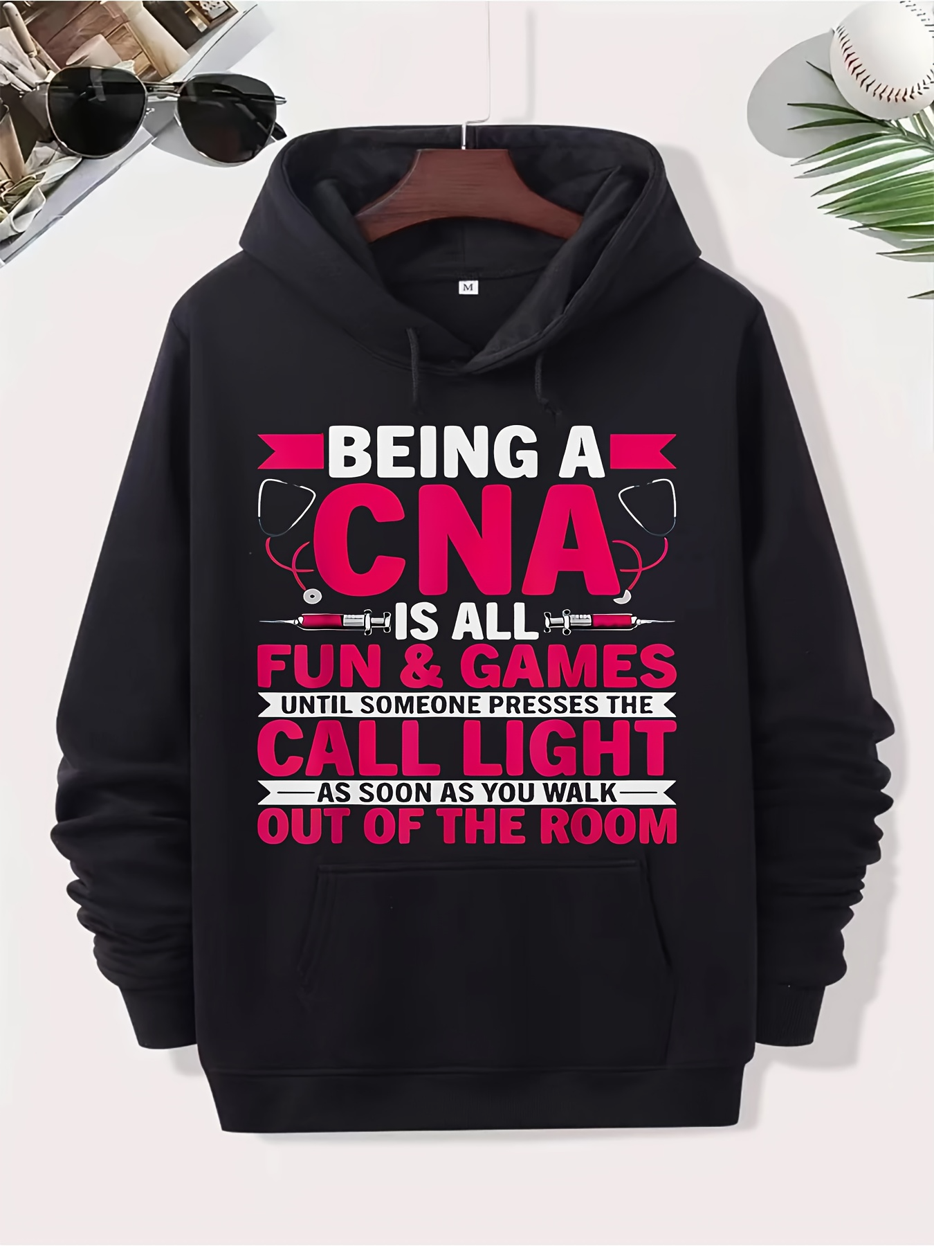Tailorly Men's Printed Hoodie - Being A CNA With Bright Text And Call Light Graphic