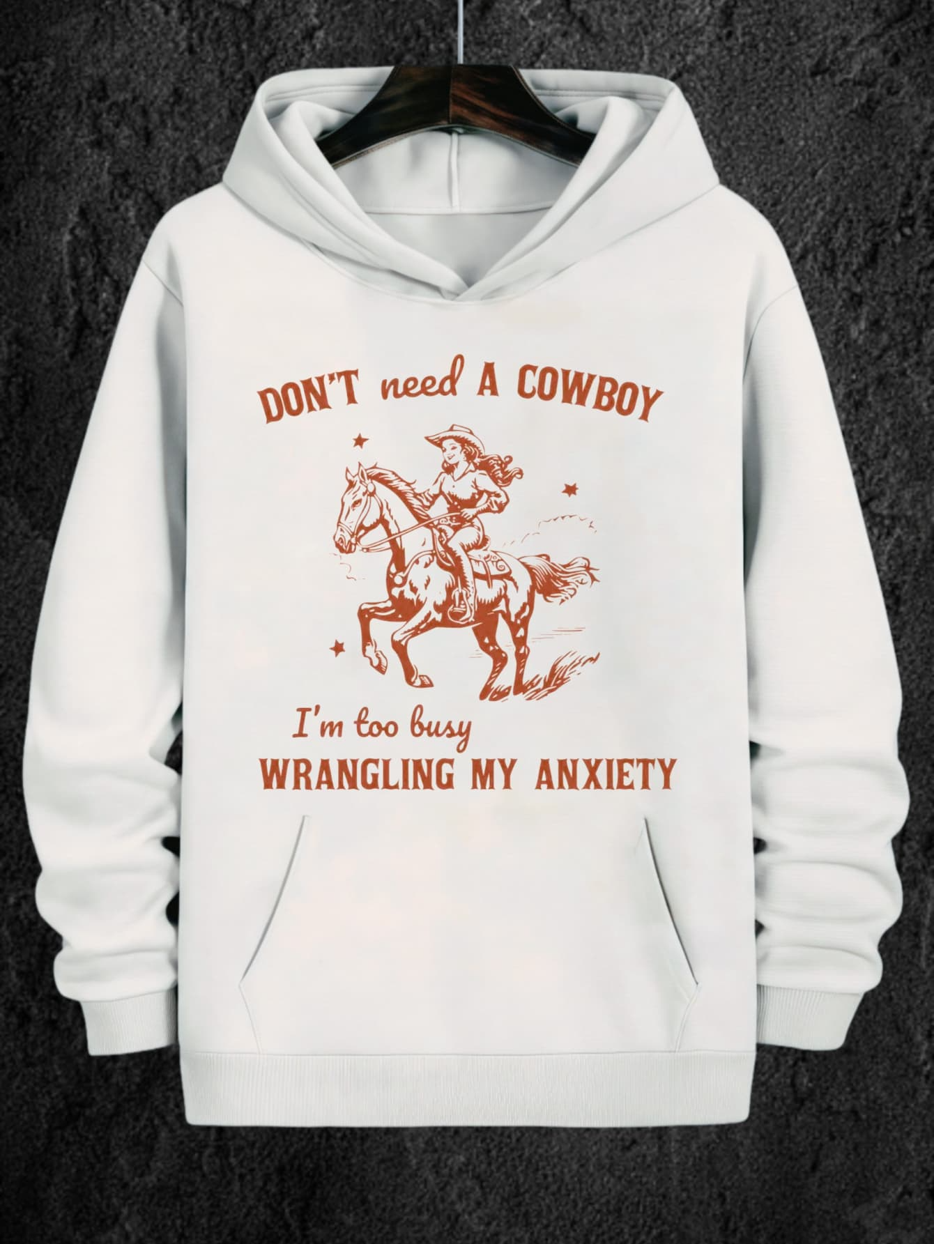 Tailorly Men's Printed Hoodie - Dont Need A Cowboy Among Wild Horses Wrangling My Anxiety Cowboy