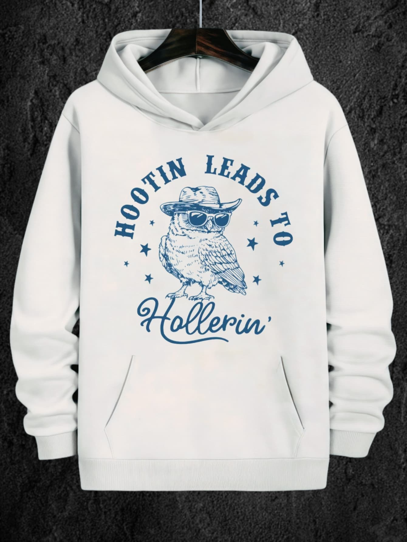 Tailorly Men's Printed Hoodie - Hootin Leads To Hollerin Western Style Owl In Sunglasses Hoodie