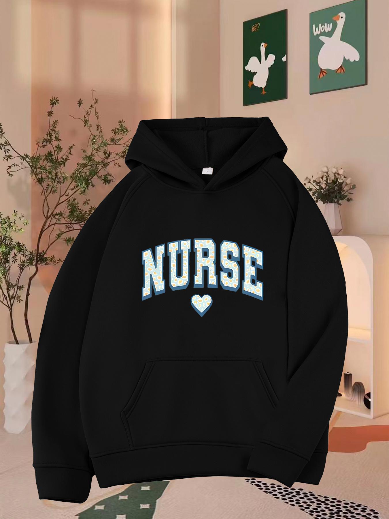 Tailorly Women's Printed Hoodie - Nurse Bold Letters With Heart Design Hoodie