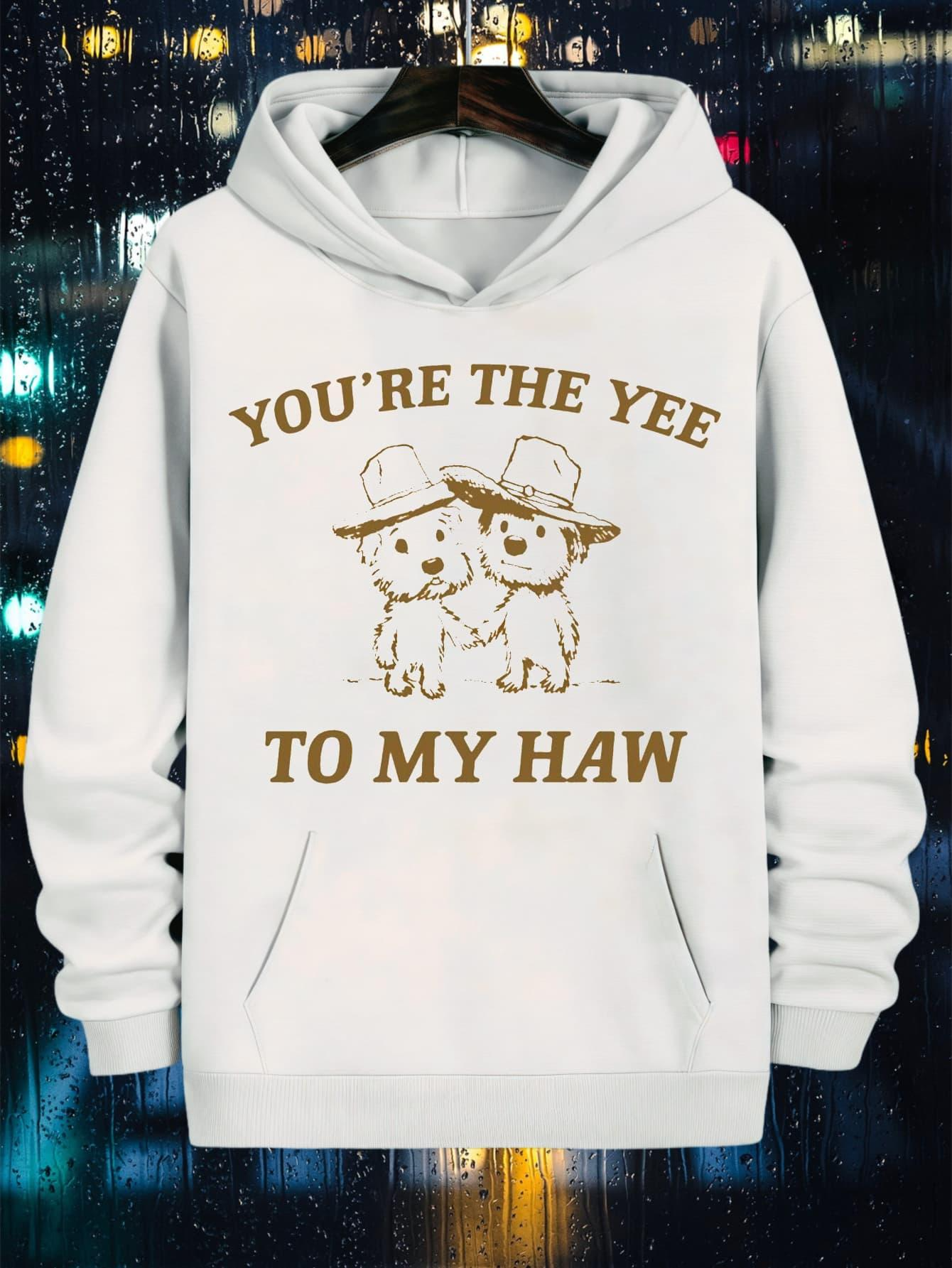 Tailorly Men's Printed Hoodie - Youre The Yee To My Haw With Cowboy Hats Playful Dogs Art
