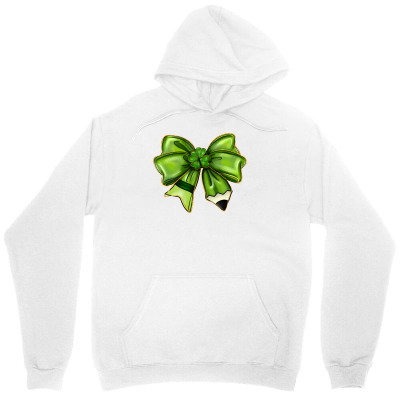 Tailorly Women's Printed Hoodie - Vivid Ribbon With Vibrant Shades Of Green Over White Hoodie Bow
