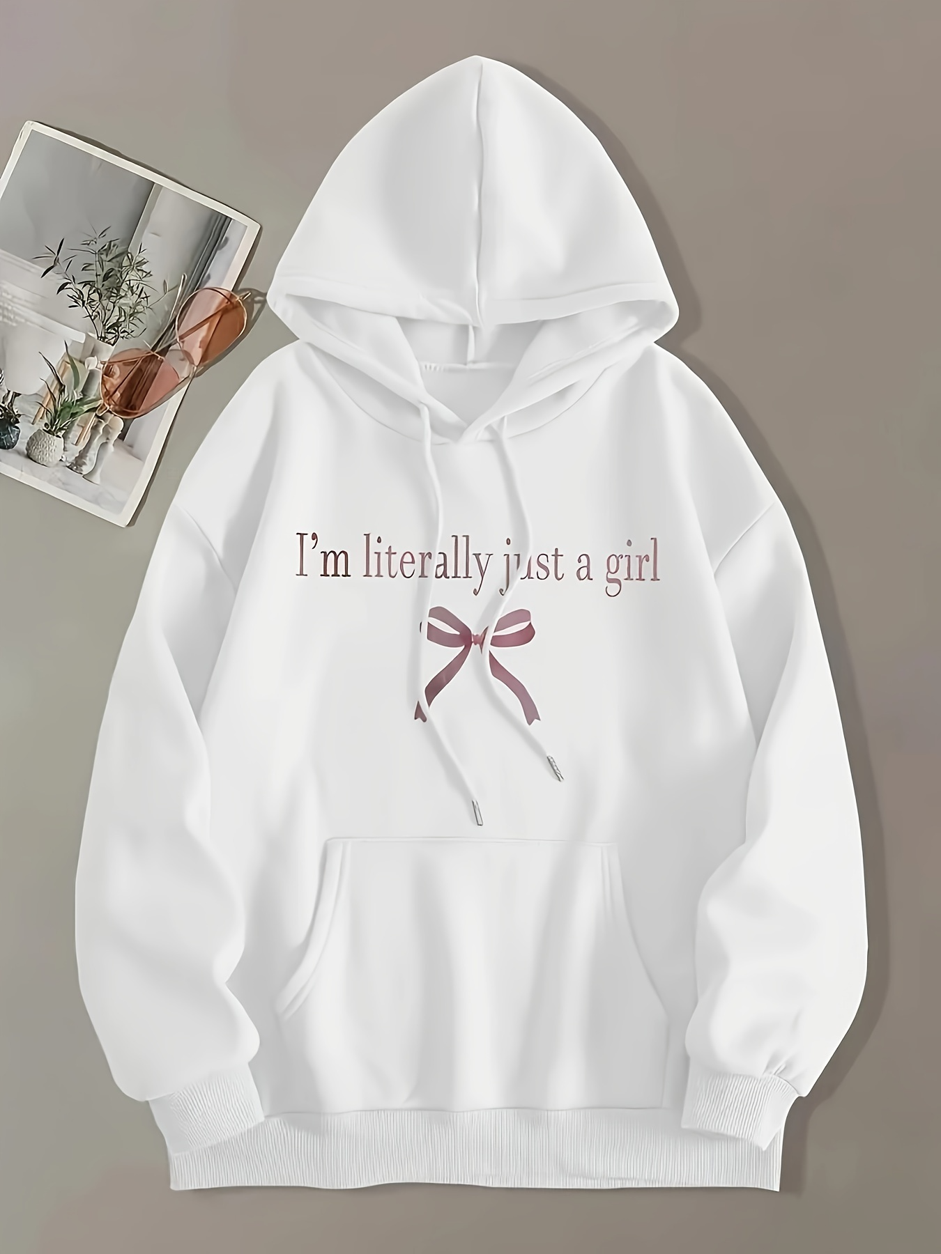 Tailorly Men's Printed Hoodie - Im Literally Just A Girl Pink Ribbon Among Simple Elegant Bow