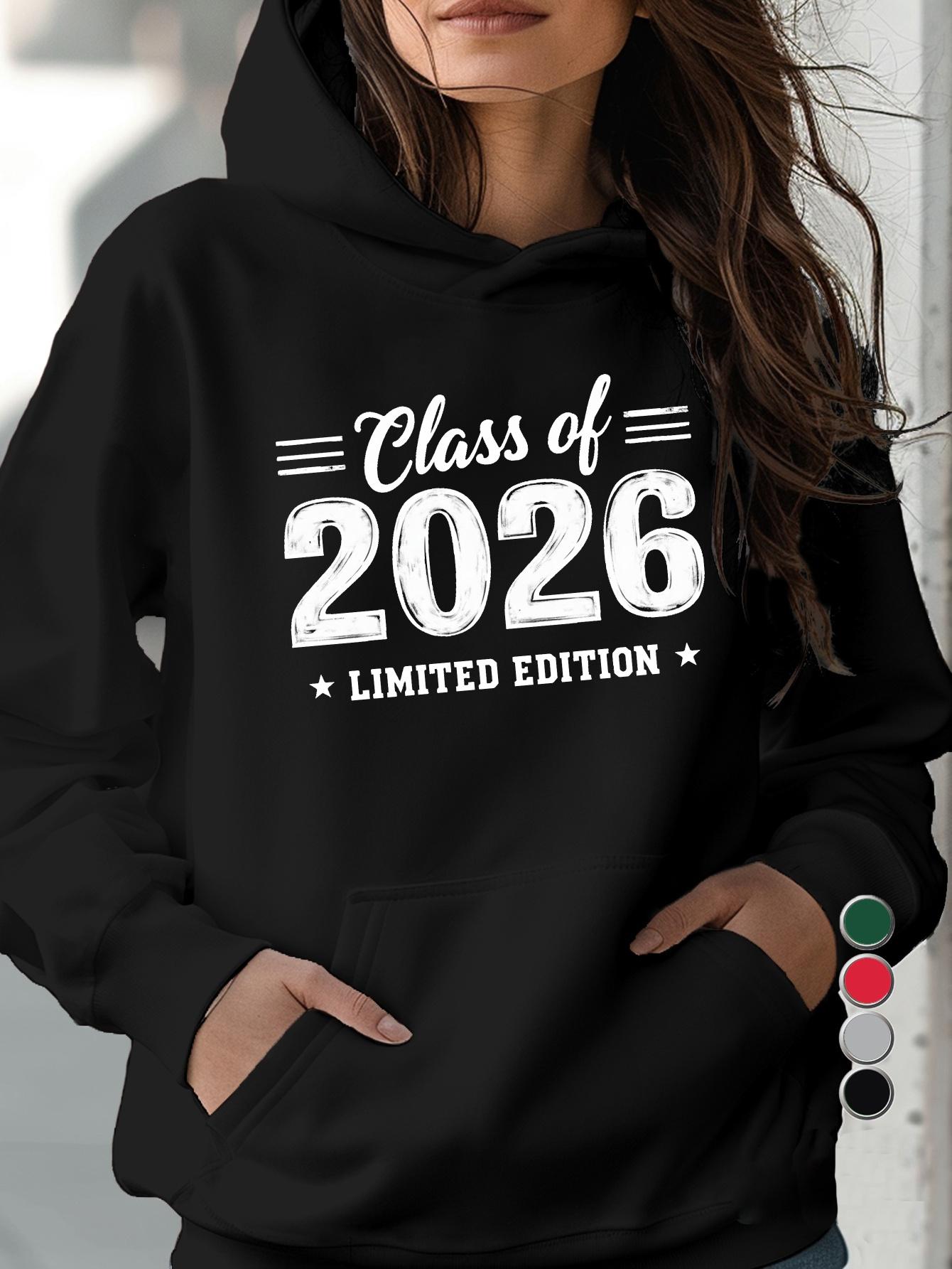 Tailorly Women's Printed Hoodie - Class Of 2026 Limited Edition Modern Varsity Font Design Hoodie