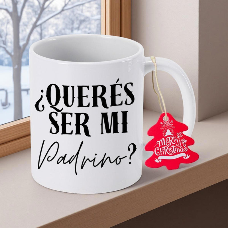 Tailorly White Ceramic 11 oz Mug - Merry Christmas Pure White Ceramic Vessel Placed On Wooden Sill Beside Winter Window Mug