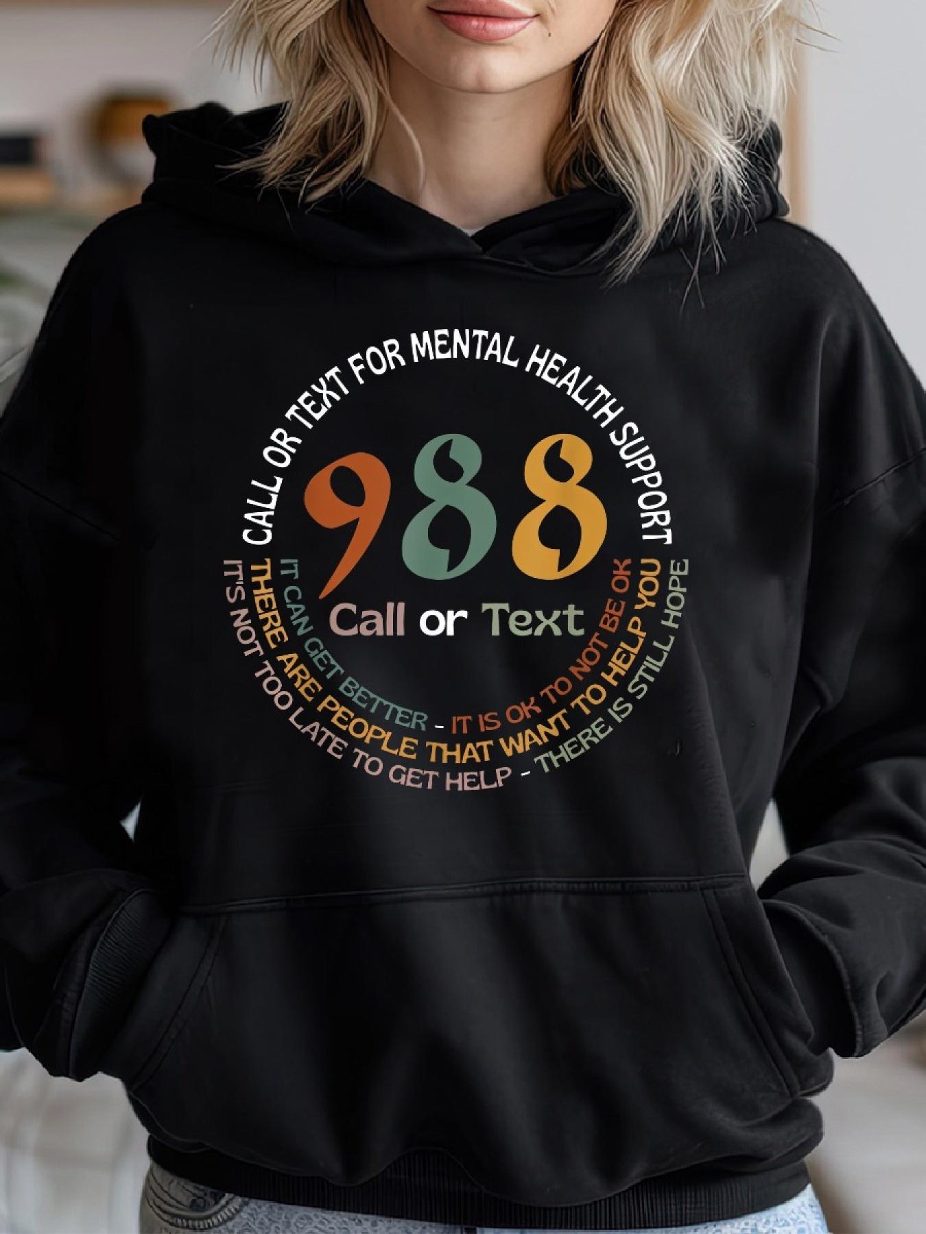 Tailorly Women's Printed Hoodie - Call Or Text Emotional Support Among Warm Colored Bold Digits Hoodie