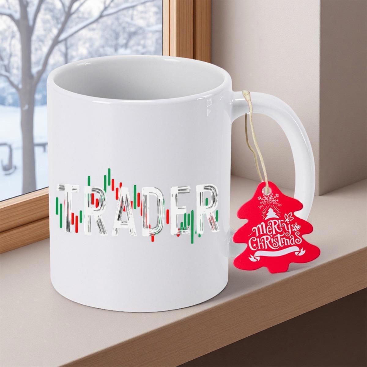 Tailorly White Ceramic 11 oz Mug - Trader Financial Stock Market Candlestick Chart Pattern Printed On A Simple Ceramic Mug