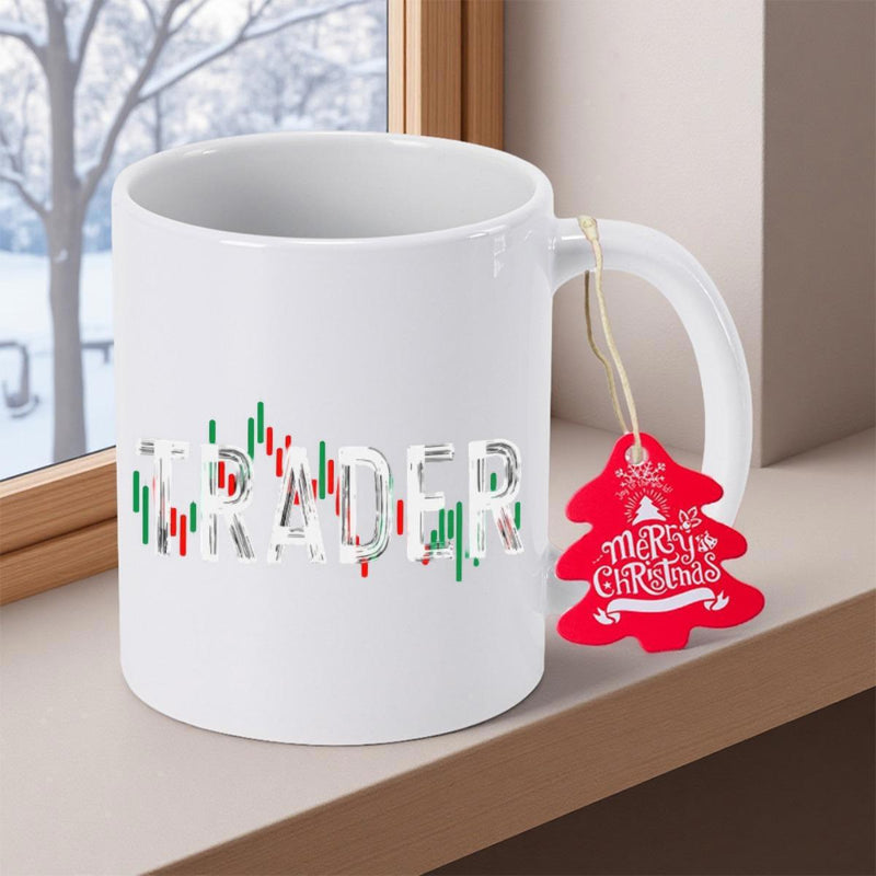 Tailorly White Ceramic 11 oz Mug - Trader Financial Stock Market Candlestick Chart Pattern Printed On A Simple Ceramic Mug