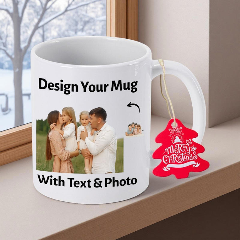 Tailorly White Ceramic 11 oz Mug - Design Your Mug With Text Photo Heartwarming Custom Family Portrait Displayed On Polished Mug