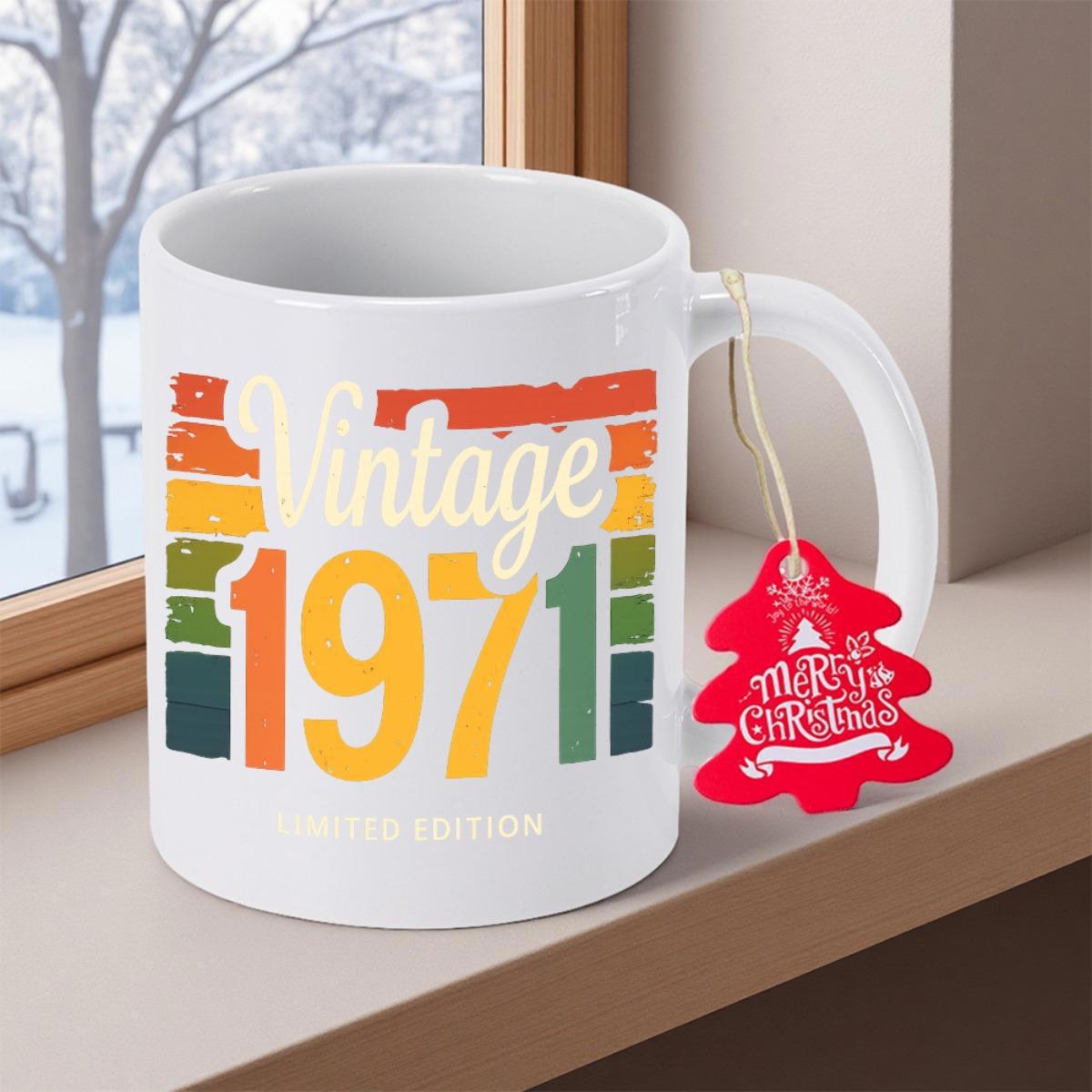Tailorly White Ceramic 11 oz Mug - Vintage 1971 Retro Distressed Sunset Strips With Vibrant Horizontal Colors And Bold Text Mug