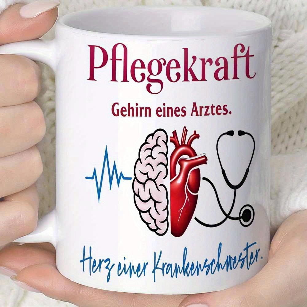Tailorly White Ceramic 11 oz Mug - Anatomical Human Heart Combined With Brain And Professional Medical Stethoscope Graphic Mug