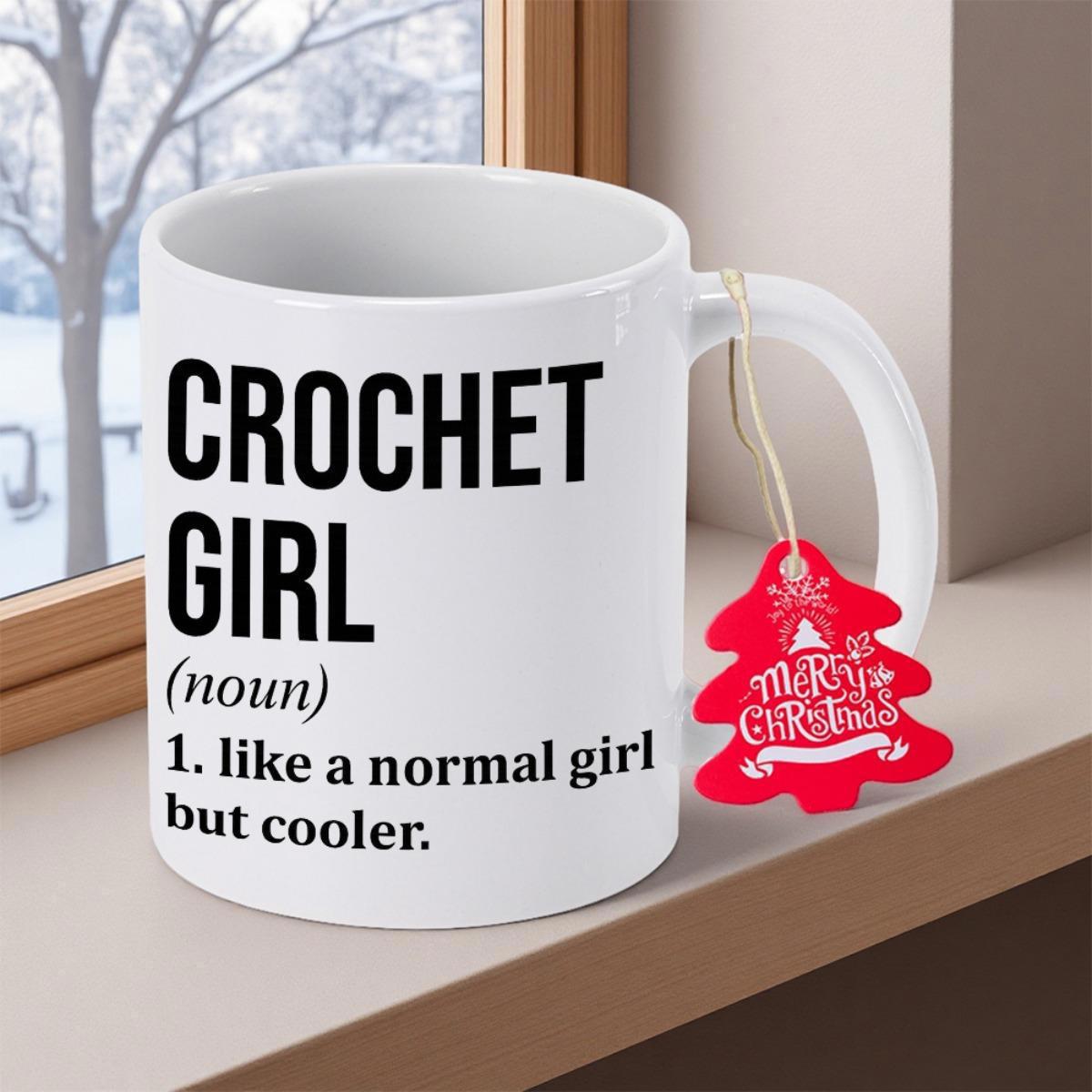 Tailorly White Ceramic 11 oz Mug - Crochet Girl Minimalist Bold Text On Smooth