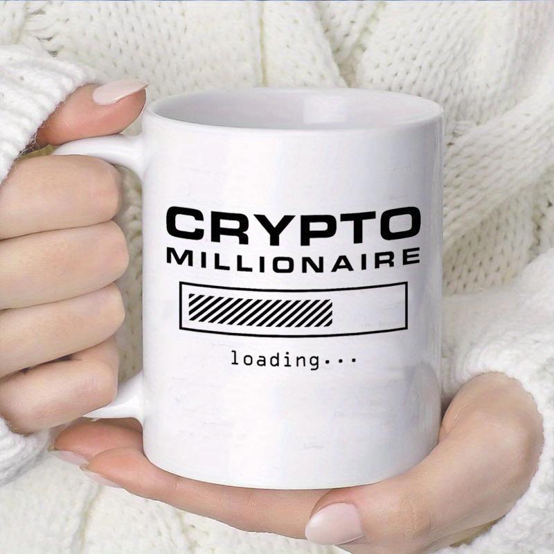 Tailorly White Ceramic 11 oz Mug - Crypto Millionaire Loading Progress Bar Design With Diagonal Lines Indicating Digital Wealth Growth Sign