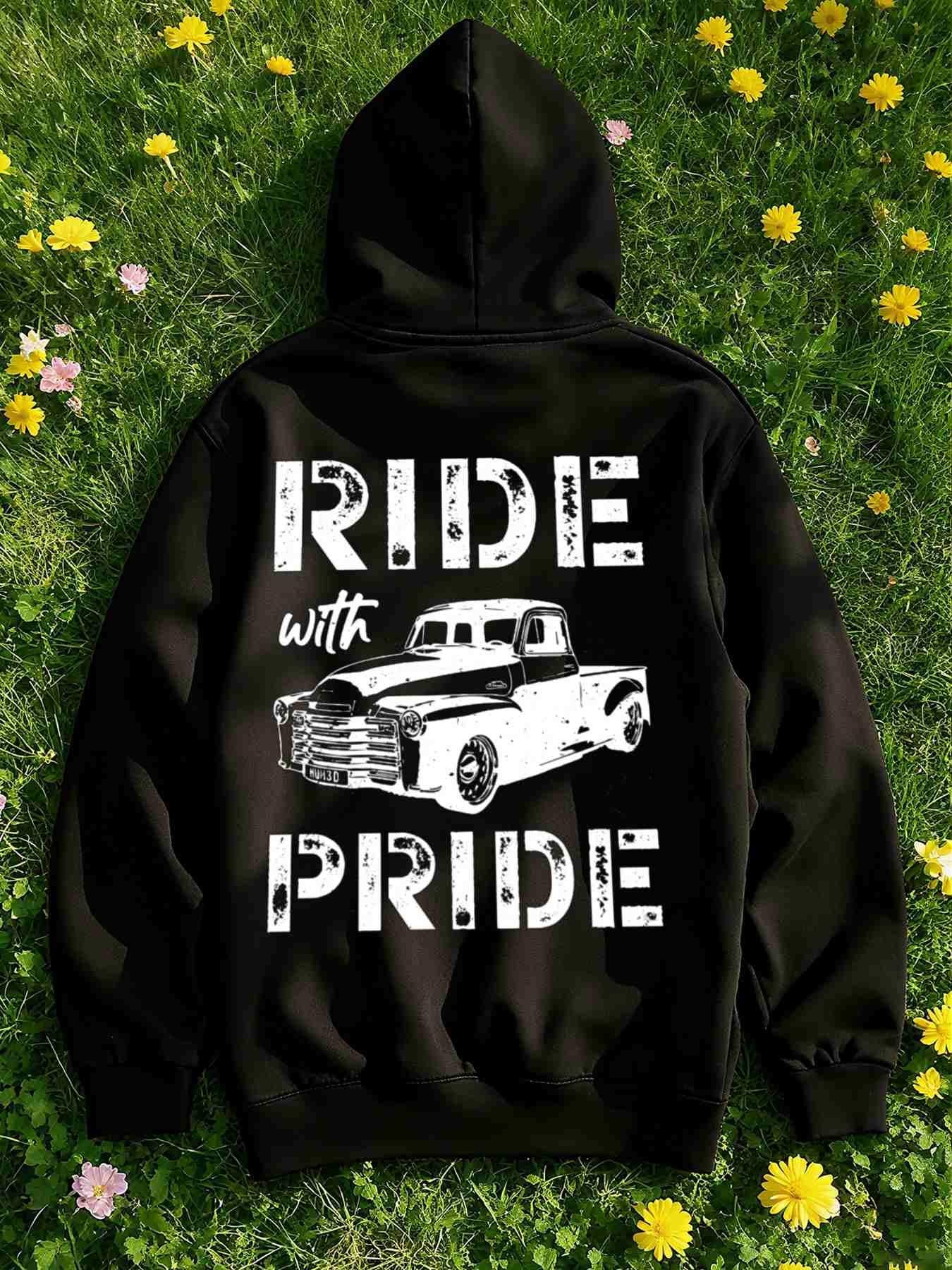 Tailorly Women's Printed Hoodie - Vintage car and Pride flag