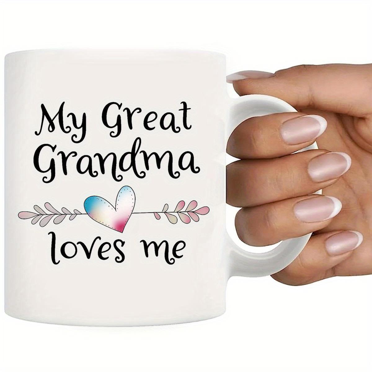 Tailorly White Ceramic 11 oz Mug - My Great Grandma Loves Me Delicate Watercolor Heart With Elegant Leafy Branches And Soft Pastels Heart