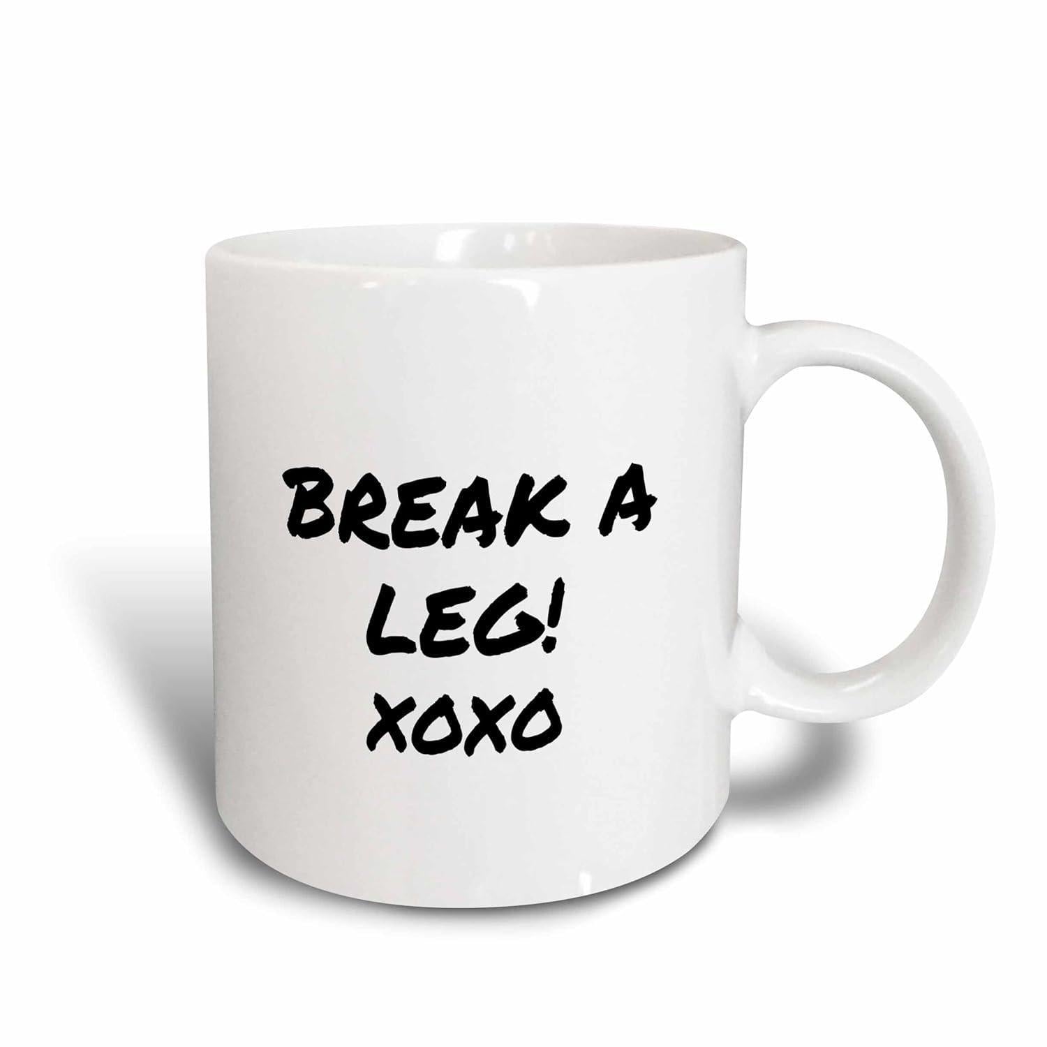 Tailorly White Ceramic 11 oz Mug - Break A Leg Xoxo Minimalist Ceramic Vessel With Handwritten Style Bold Lettering Message Mug