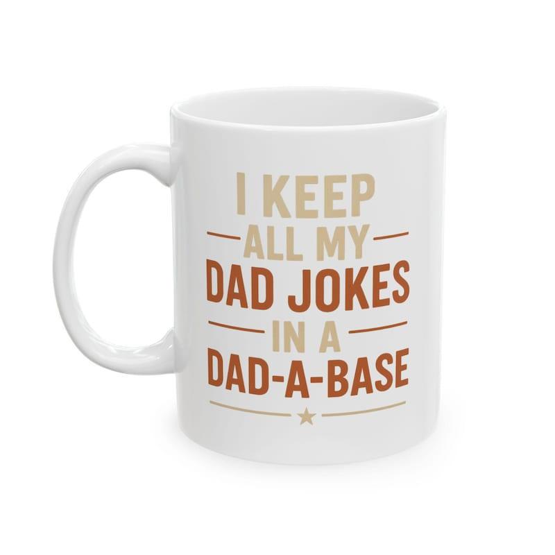 Tailorly White Ceramic 11 oz Mug - I Keep All My Dad Jokes In A Dad A Base Minimalist Typography With Decorative Horizontal Lines And A Small Bottom Star Mug