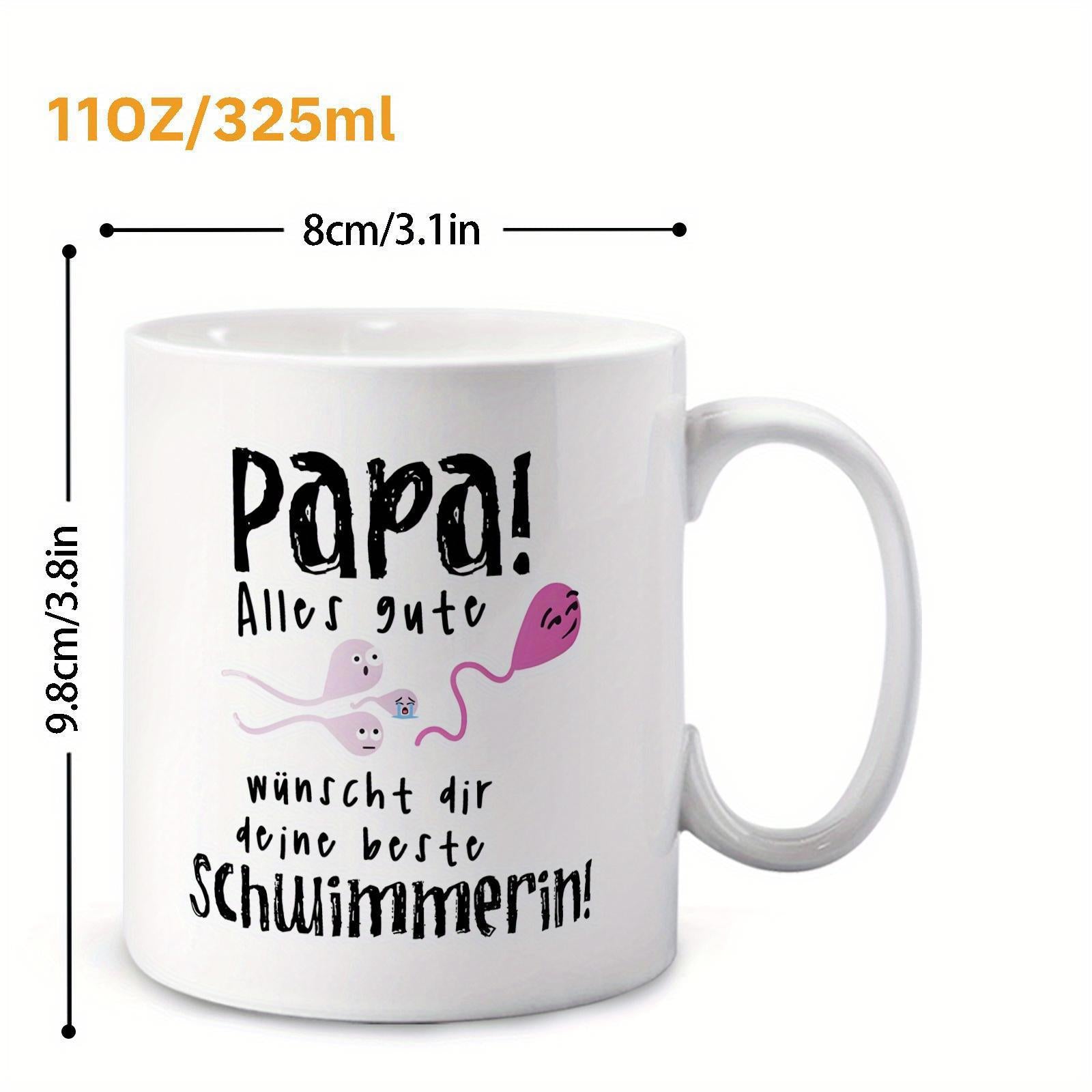 Tailorly White Ceramic 11 oz Mug - Humorous Cartoon Sperm Swimming With Happy Faces And Pink Bows Mug
