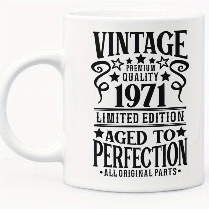 Tailorly White Ceramic 11 oz Mug - Vintage Premium Quality 1971 Limited Edition Aged To Perfection All Original Parts Classic Retro Typography With Stars And