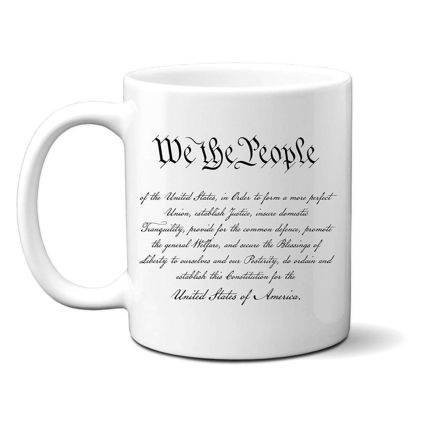 Tailorly White Ceramic 11 oz Mug - We The People Elegant Black Lettering Script Printed On A Classic