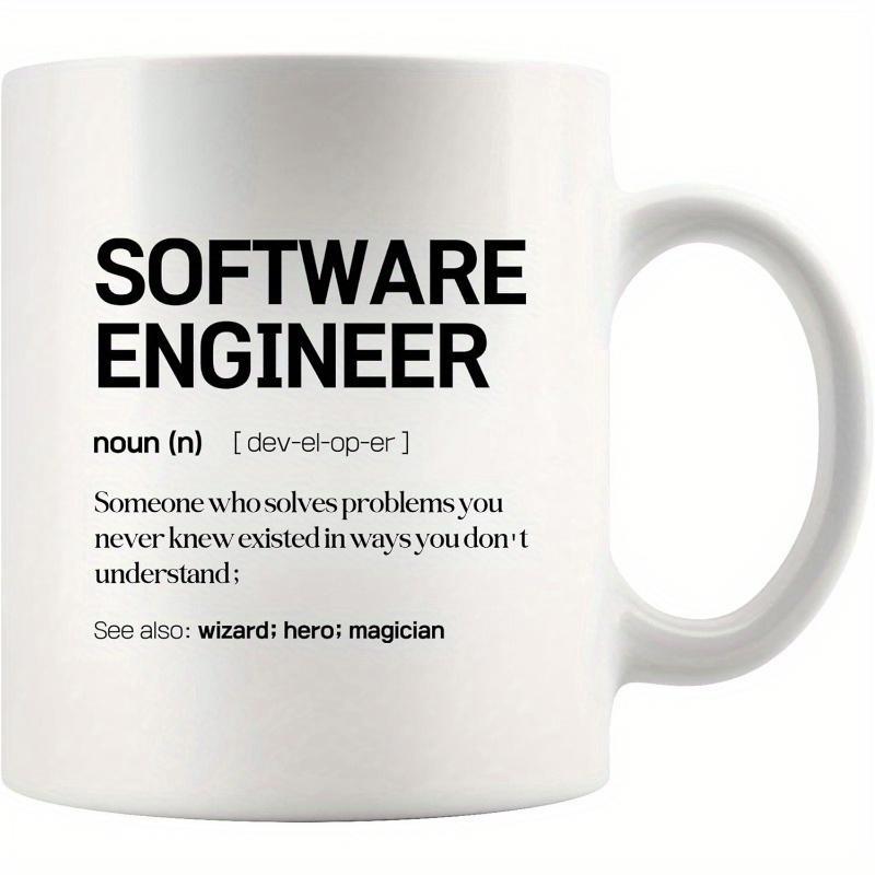 Tailorly White Ceramic 11 oz Mug - Software Engineer Minimalist Black Text Dictionary Definition Style On Pure