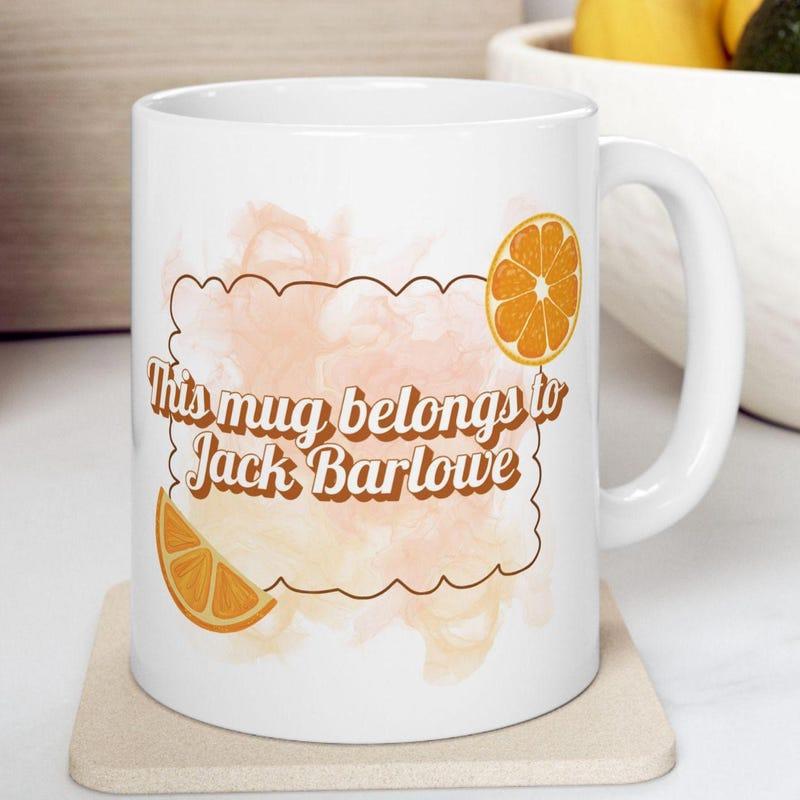 Tailorly White Ceramic 11 oz Mug - This Mug Belongs To Jack Barlowe Wavy Border Featuring Refreshing Citrus Slices And Soft Watercolor Background Splashes Orange