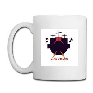Tailorly White Ceramic 11 oz Mug - Music Channel Silhouette Of Professional Set Featuring Floating Notes And Lightning Drum Kit