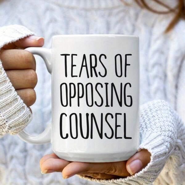 Tailorly White Ceramic 11 oz Mug - Tears Of Opposing Counsel Smooth White Ceramic Material Featuring A Clean Minimalist Style Round Shape Mug