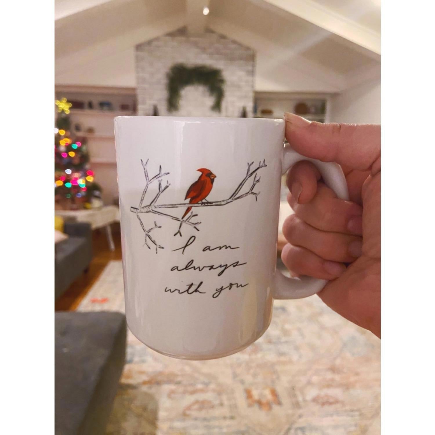Tailorly White Ceramic 11 oz Mug - I Am Always With You Vibrant Red Bird Perched Upon Delicate Winter Branches Cardinal