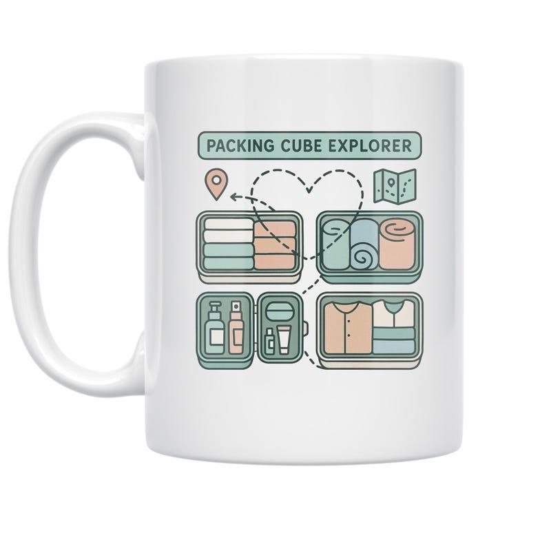 Tailorly White Ceramic 11 oz Mug - Packing Cube Explorer Organized Travel Essentials With Maps And Heart Paths Among Suitcase Modules Organizer