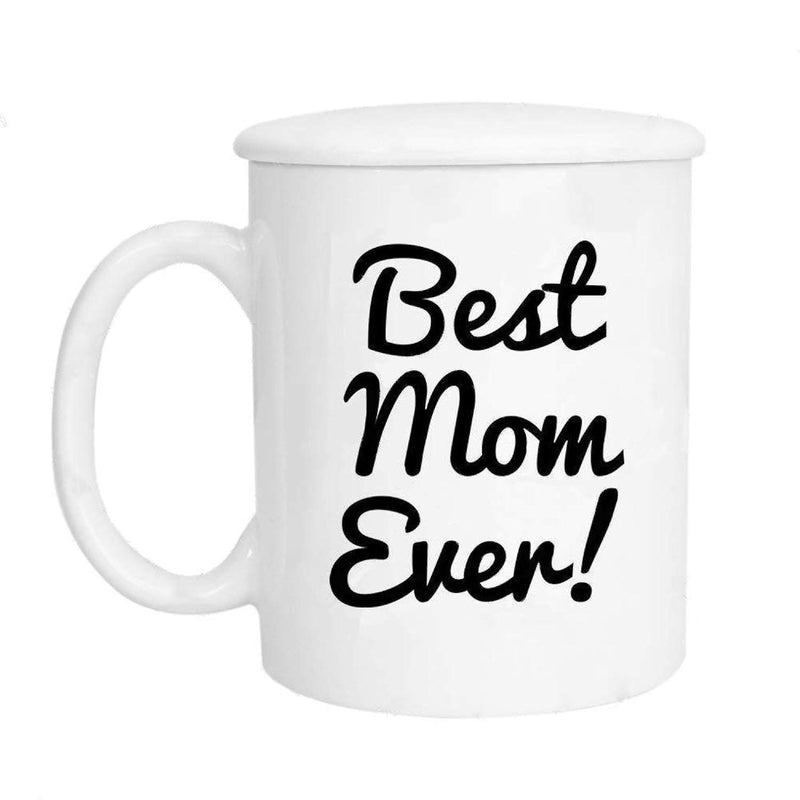 Tailorly White Ceramic 11 oz Mug - Best Mom Ever Elegant White Ceramic Texture With Minimalist Black Calligraphy Script Style Mug