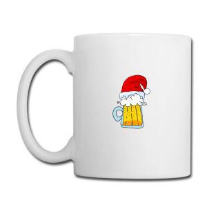 Tailorly White Ceramic 11 oz Mug - Cartoon Beer Mug With Fluffy Foam Wearing A Festive Red Santa Hat Beer Mug