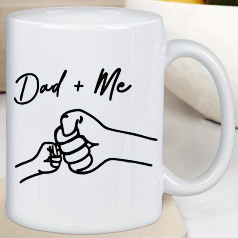 Tailorly White Ceramic 11 oz Mug - Dad Me Minimalist Line Art Illustrating Heartwarming Connection Between Father And Child Hands