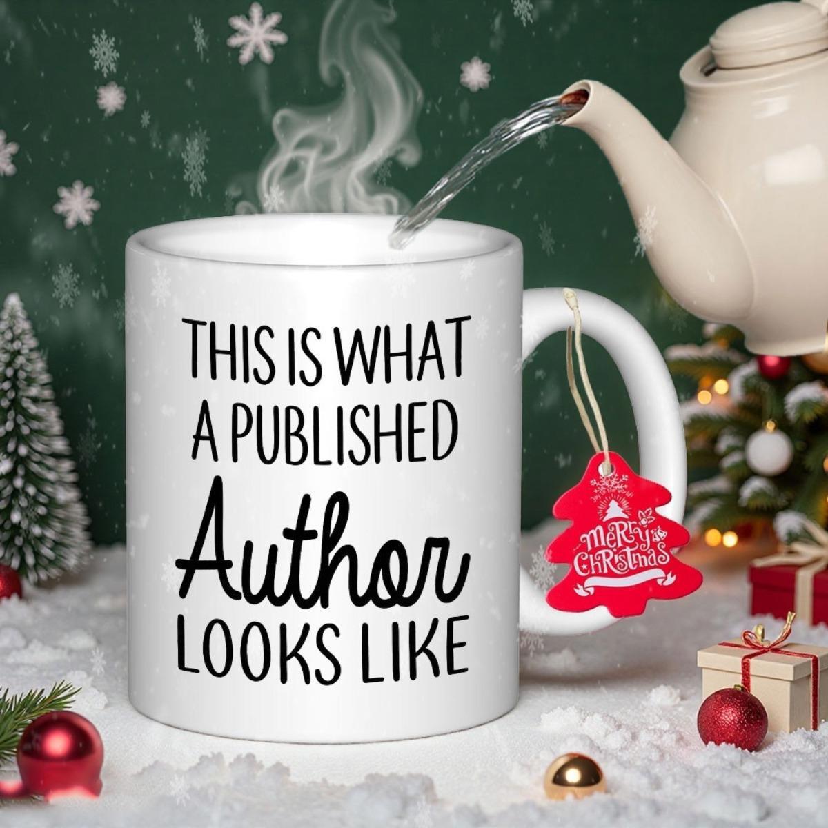 Tailorly White Ceramic 11 oz Mug - This Is What A Published Author Looks Like Clean Displaying Bold Minimalist Black Typography Professional Writer Mug