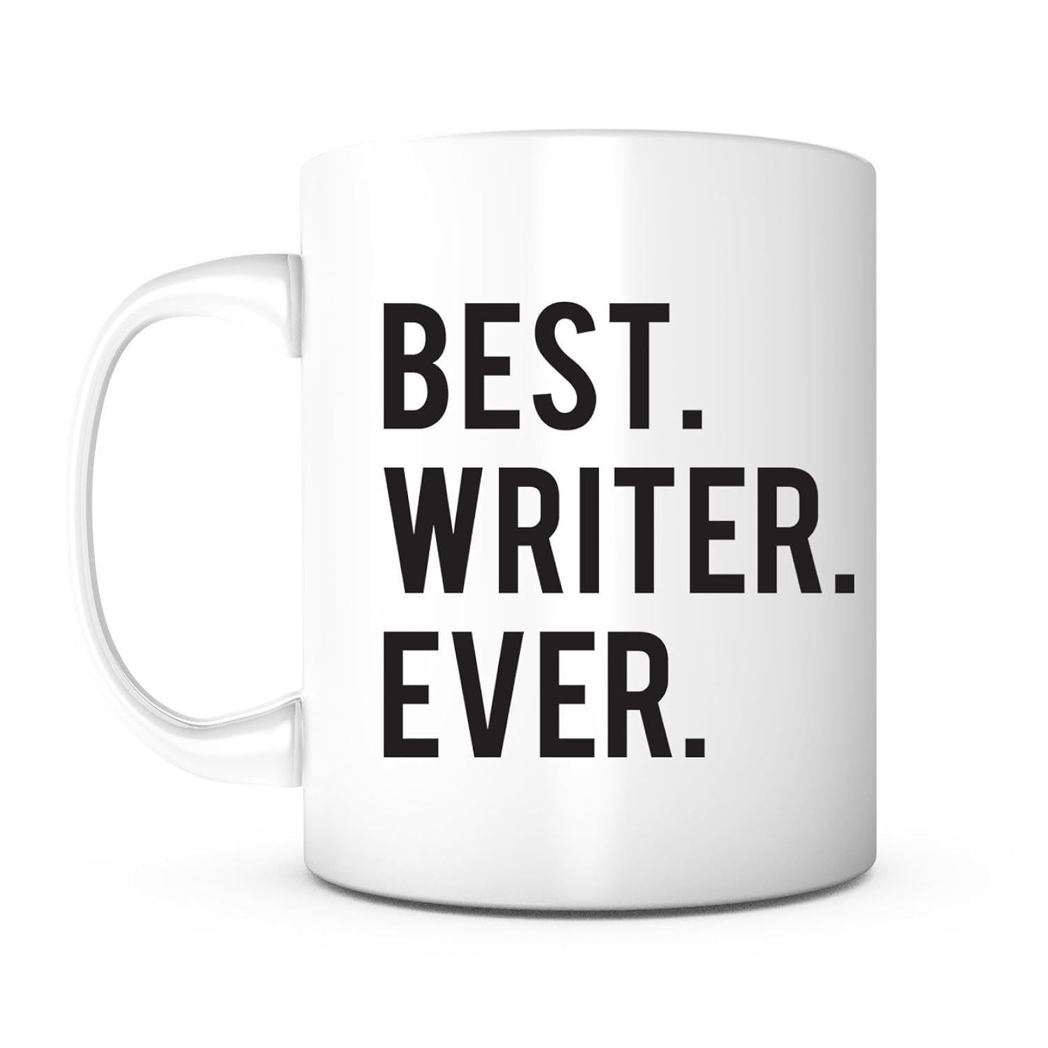 Tailorly White Ceramic 11 oz Mug - Best Writer Ever Bold Black Typography Minimalist Style Modern Office Coffee Mug