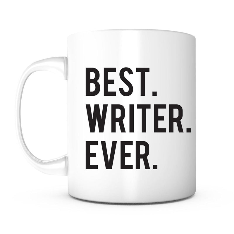 Tailorly White Ceramic 11 oz Mug - Best Writer Ever Bold Black Typography Minimalist Style Modern Office Coffee Mug