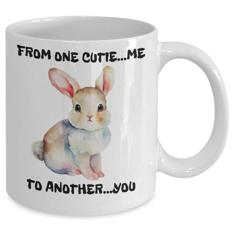 Tailorly White Ceramic 11 oz Mug - From One Cutie Me To Another You Soft Watercolor Animal Sitting Peacefully Within Minimalist White Ceramic Background Space